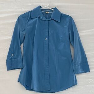 J. Crew 3/4 sleeve Blue Button Down Shirt